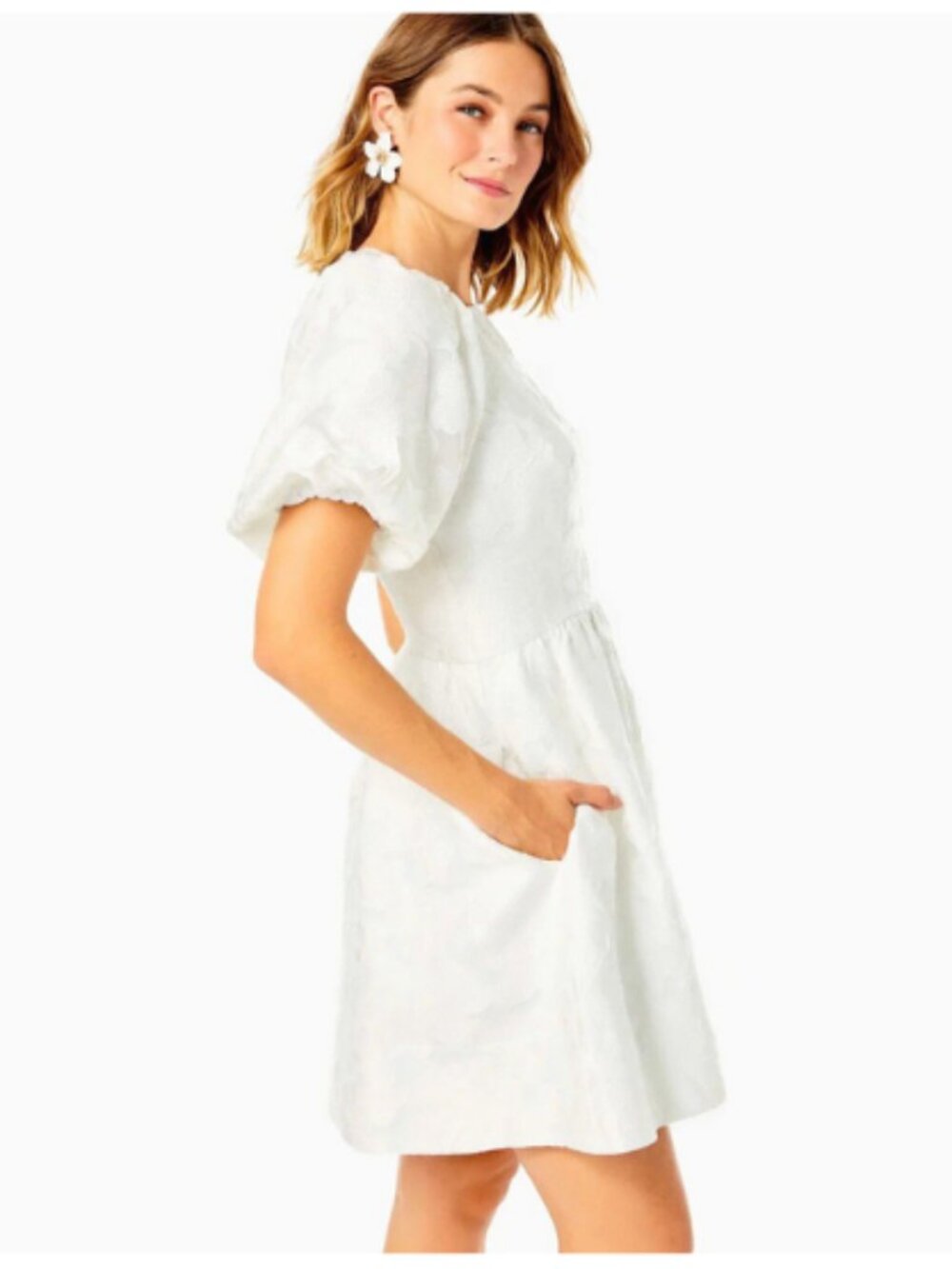 Lilly Pulitzer Knoxlie Silk Blend Organza Dress White Women's Size 8